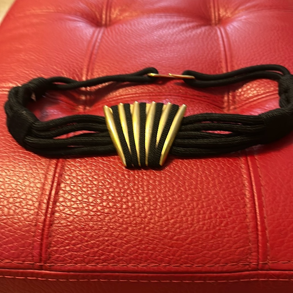 Vintage black rope with goldtone metal wide belt